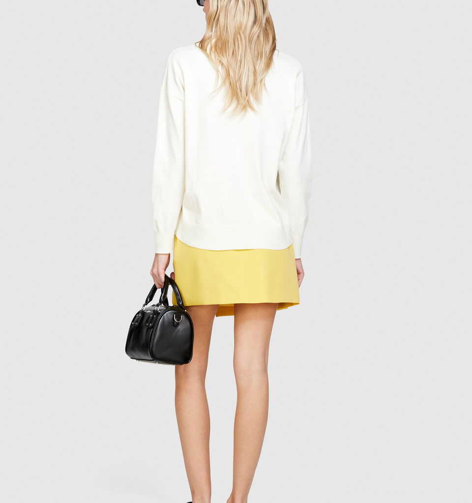 Sweater with slits - women's crew neck sweaters - Creamy White | Sisley image number 3